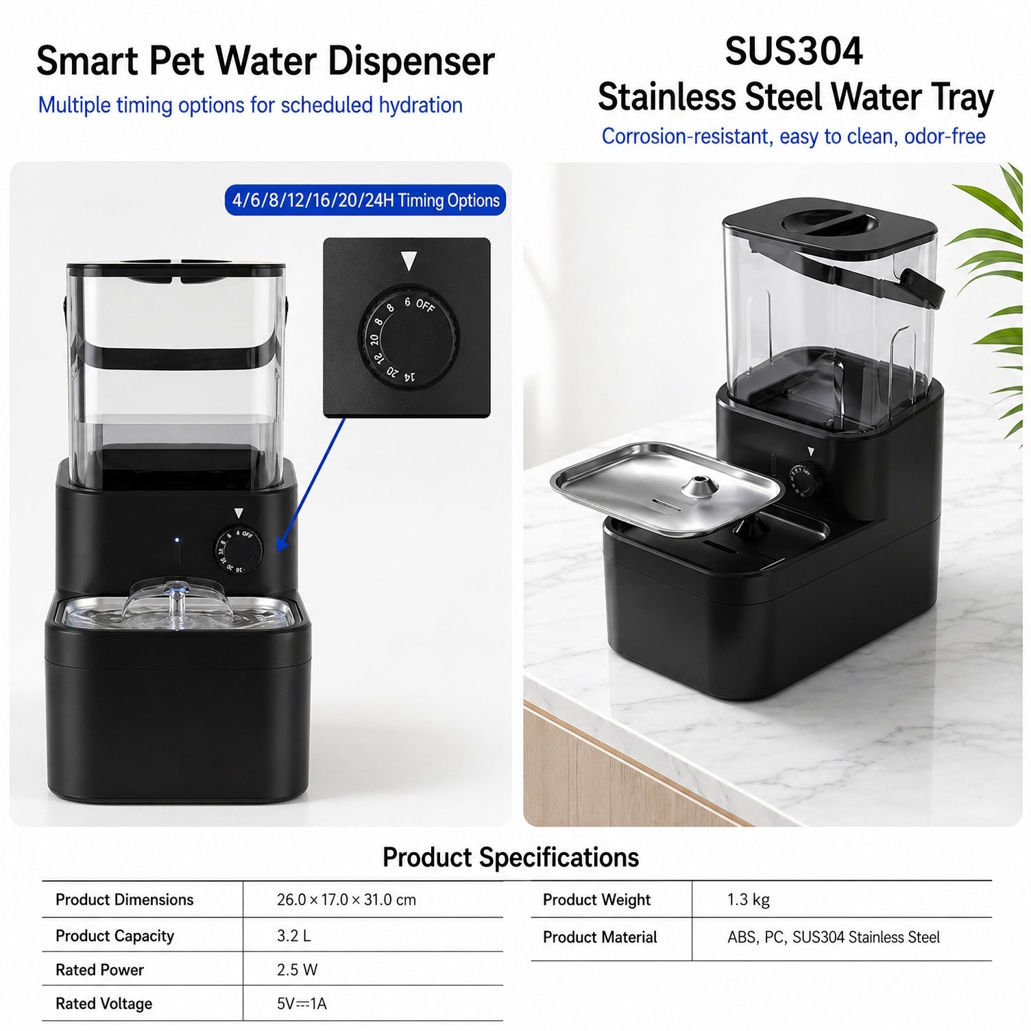 Fresh & Waste Water Separated Cat Fountain
